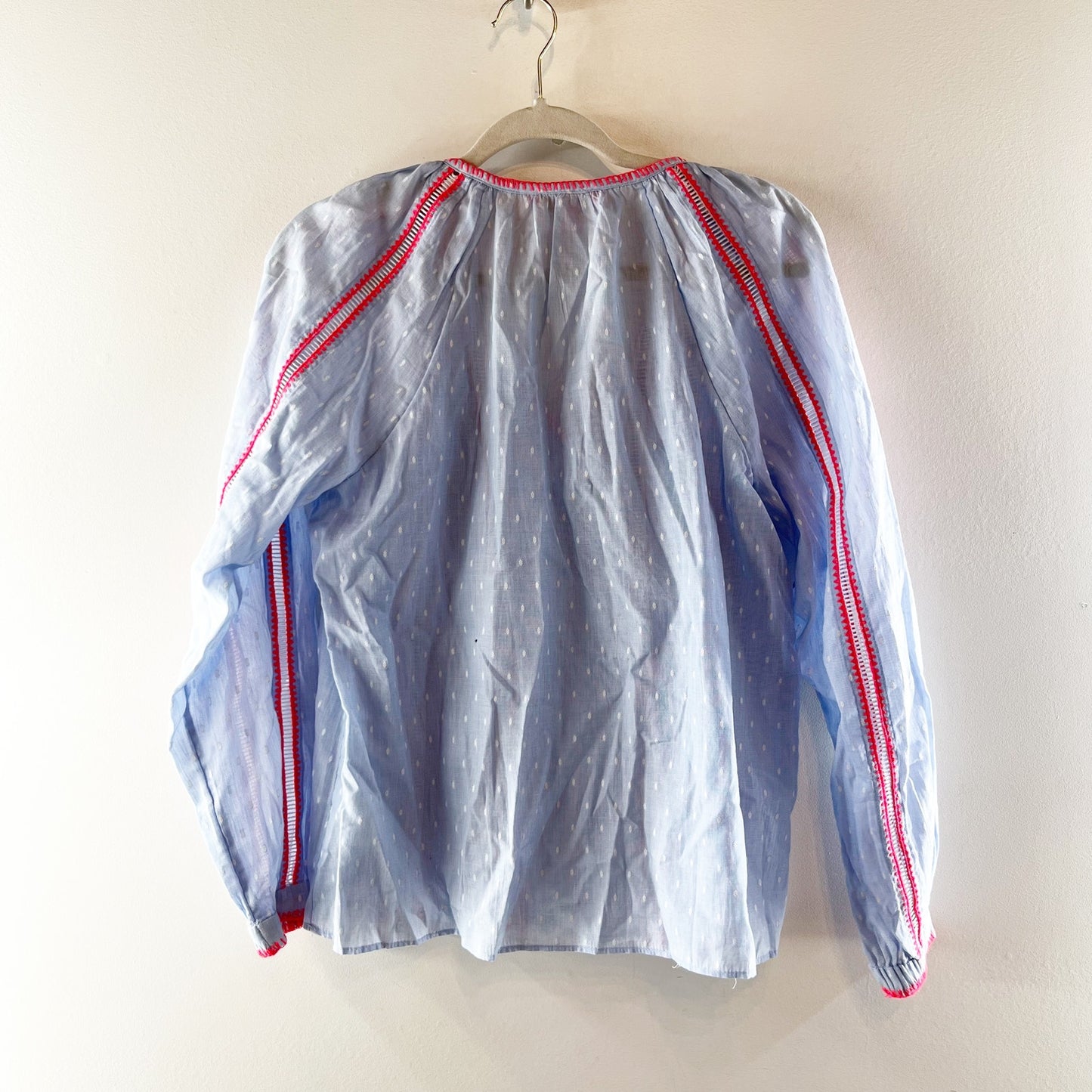 Lilly Pulitzer Mardi Chambray Long Sleeve Tunic Blouse Top Blue Pink Small