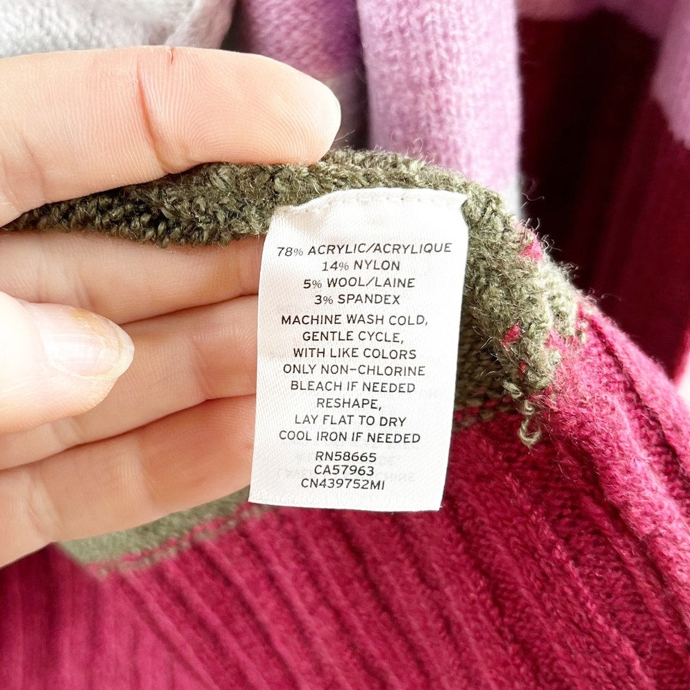 Caslon Long Sleeve Striped Colorblock Duster Open Cardigan Sweater Gray Small