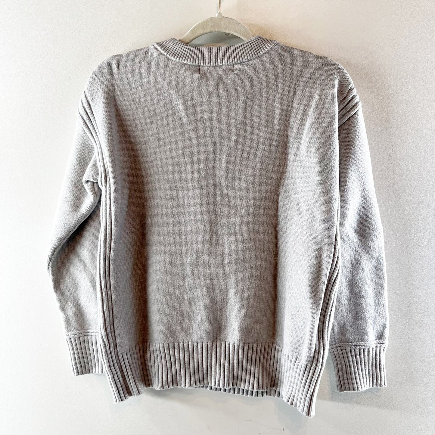 Philosophy Long Sleeve Crew Neck Ribbed Trim Pullover Sweater Gray Medium
