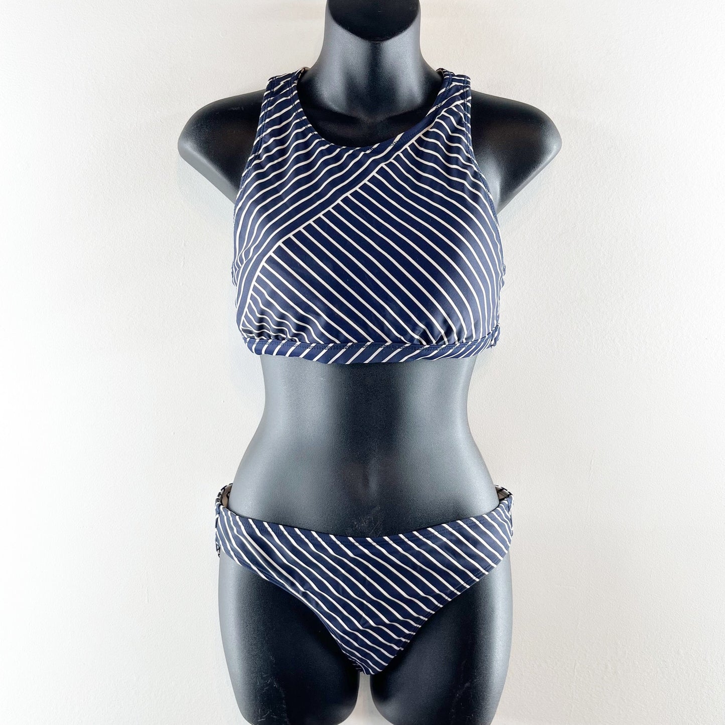 Athleta Offshore Reversible Striped Two Piece Bikini Swimsuit Blue White Small