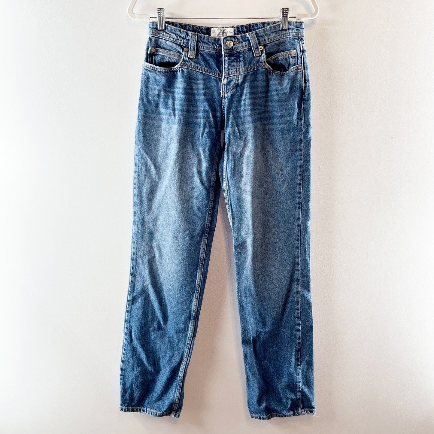 Free People We The Free Yoke Front Low Rise Straight Leg Jeans Blue 2 / 26
