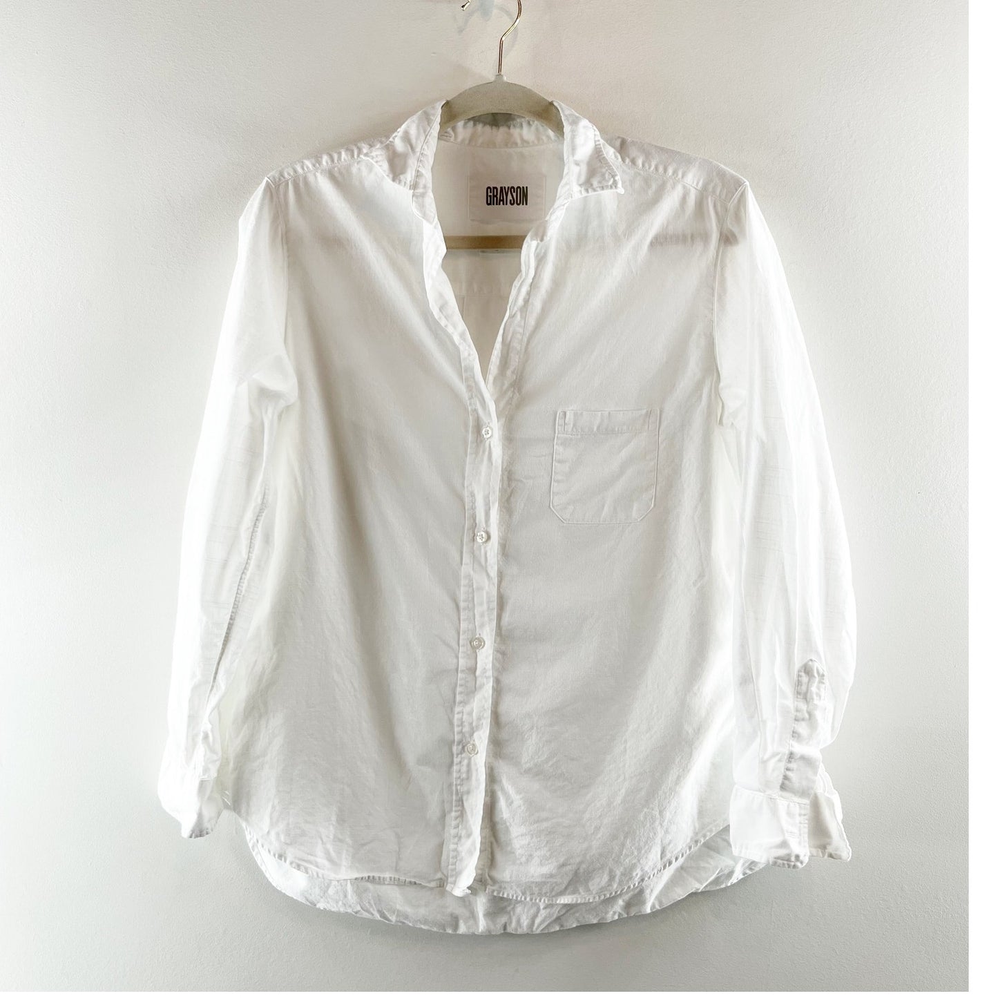 Grayson Long Sleeve Chest Pocket Collared Neck Button Up Shirt White 2 / Small