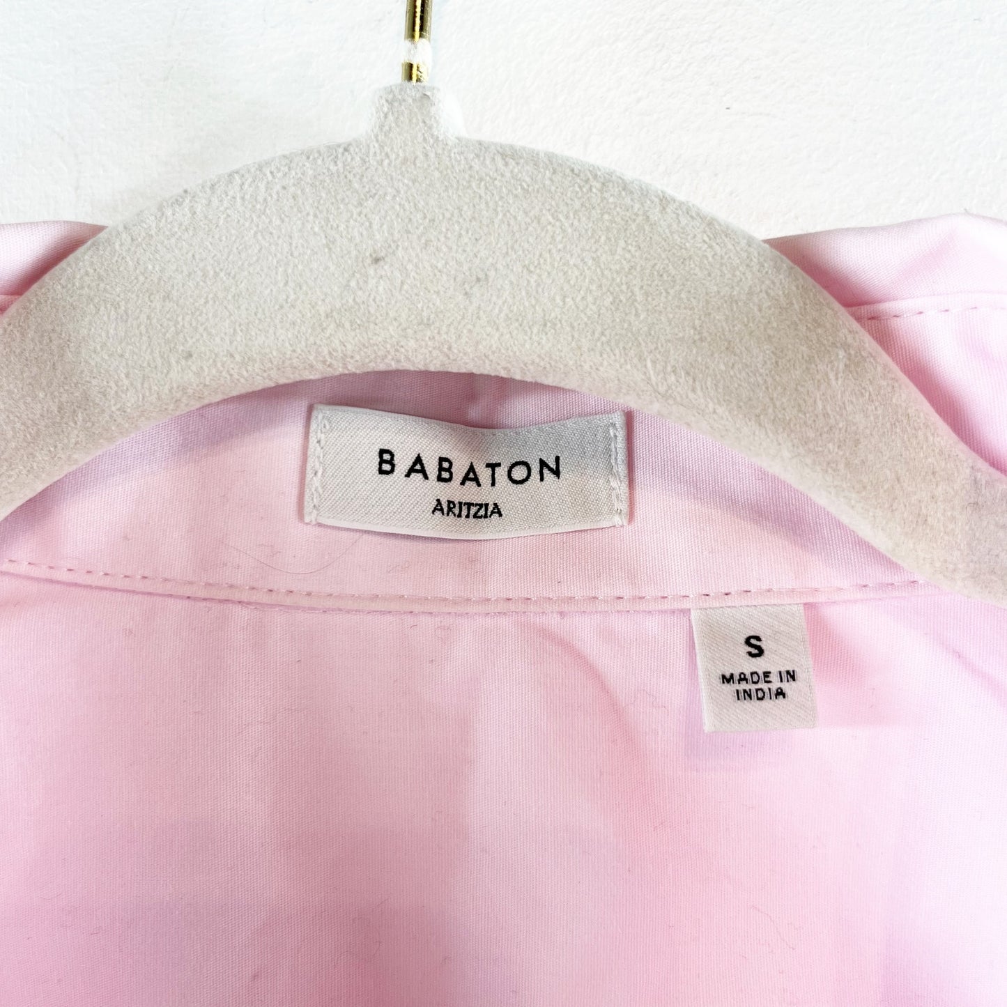 Babaton Aritzia Blueprint Poplin Short Sleeve Tie Front Top Blouse Villa Pink S