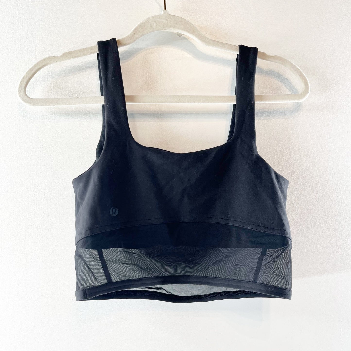 Lululemon Wunder Train Mesh Panel Crop Tank Top Black 6