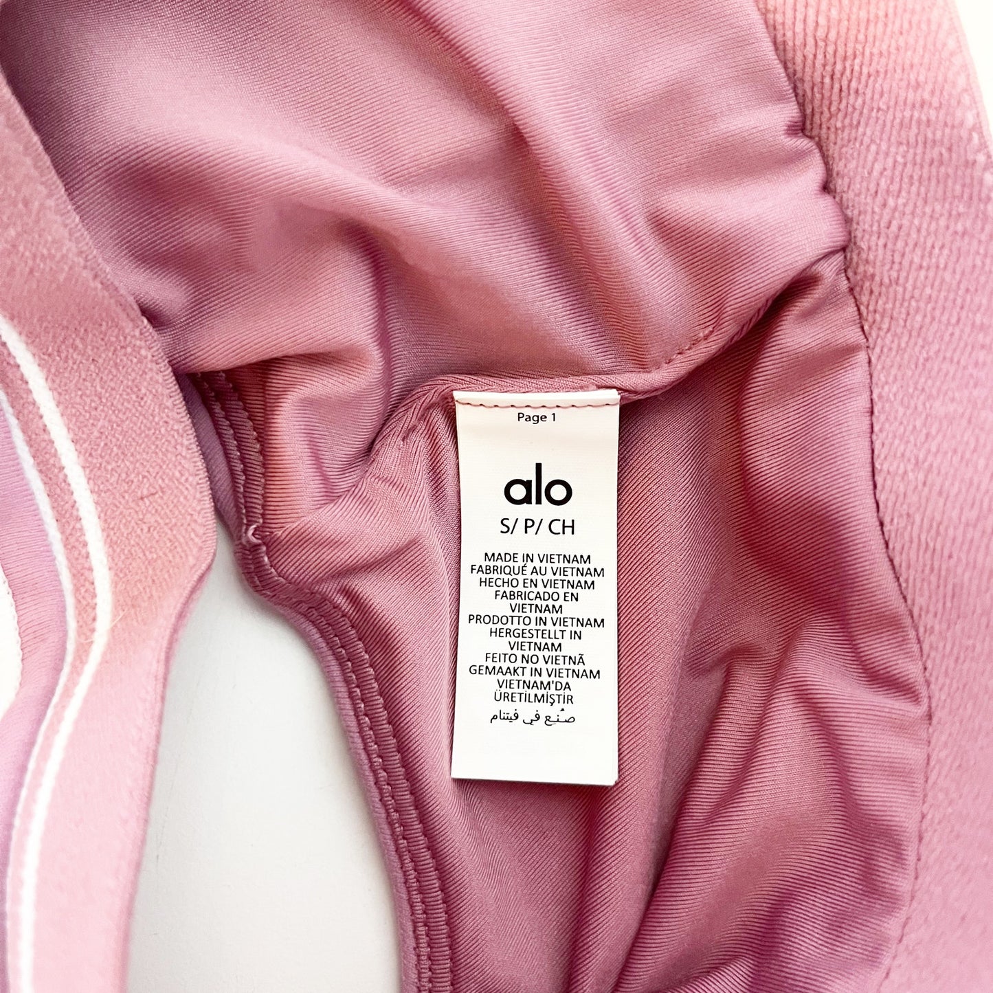 Alo Airbrush Heart Throb Sports Bra Pink Wild Rose / White Small