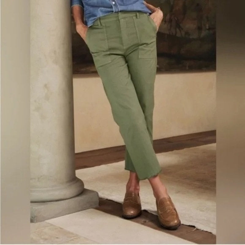 Frank & Eileen Blackstone Slim Cropped Utility Pants Army Green 6
