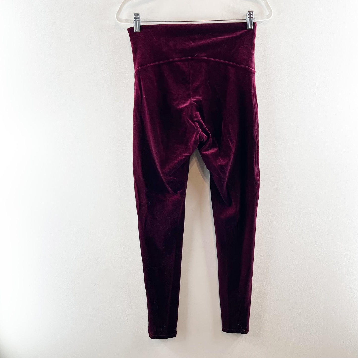 SPANX High Rise Velvet Leggings in Rich Burgundy Maroon Red XL