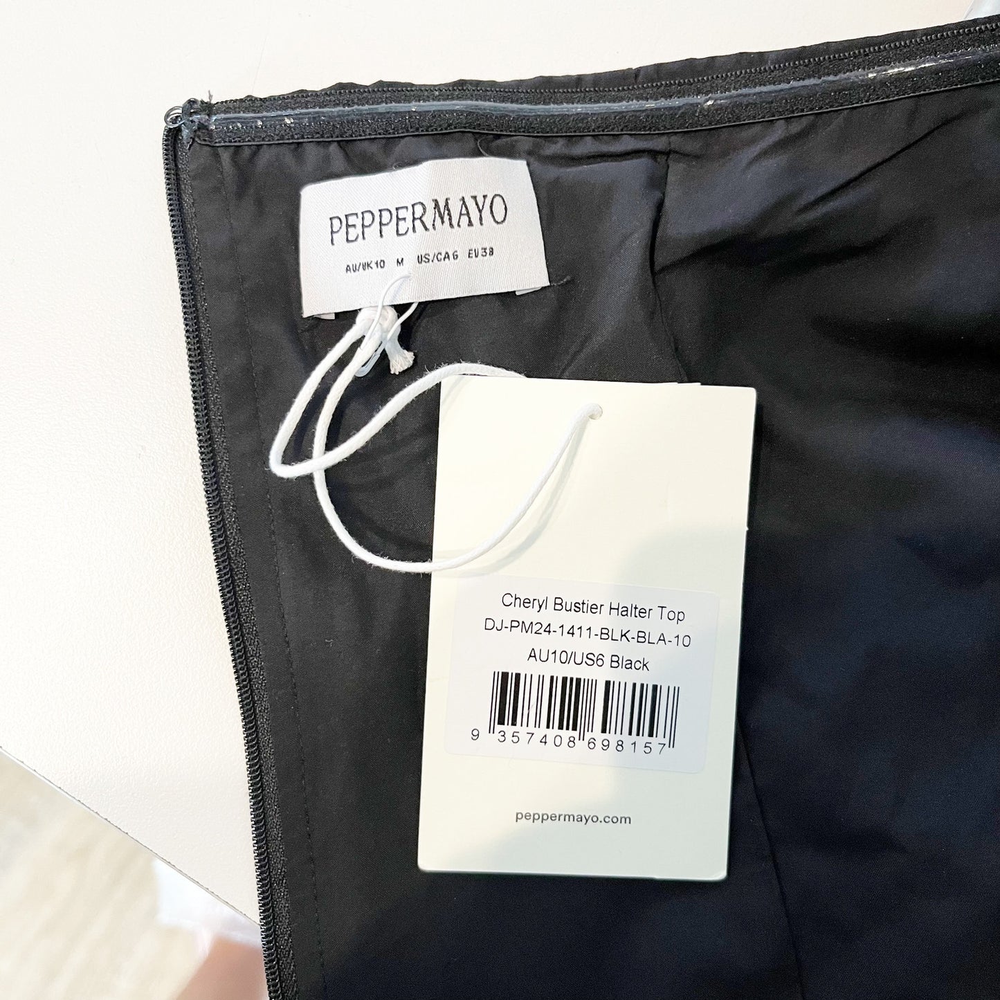 Peppermayo Cheryl Sweetheart Neck Open Back Bustier Halter Top Black 6