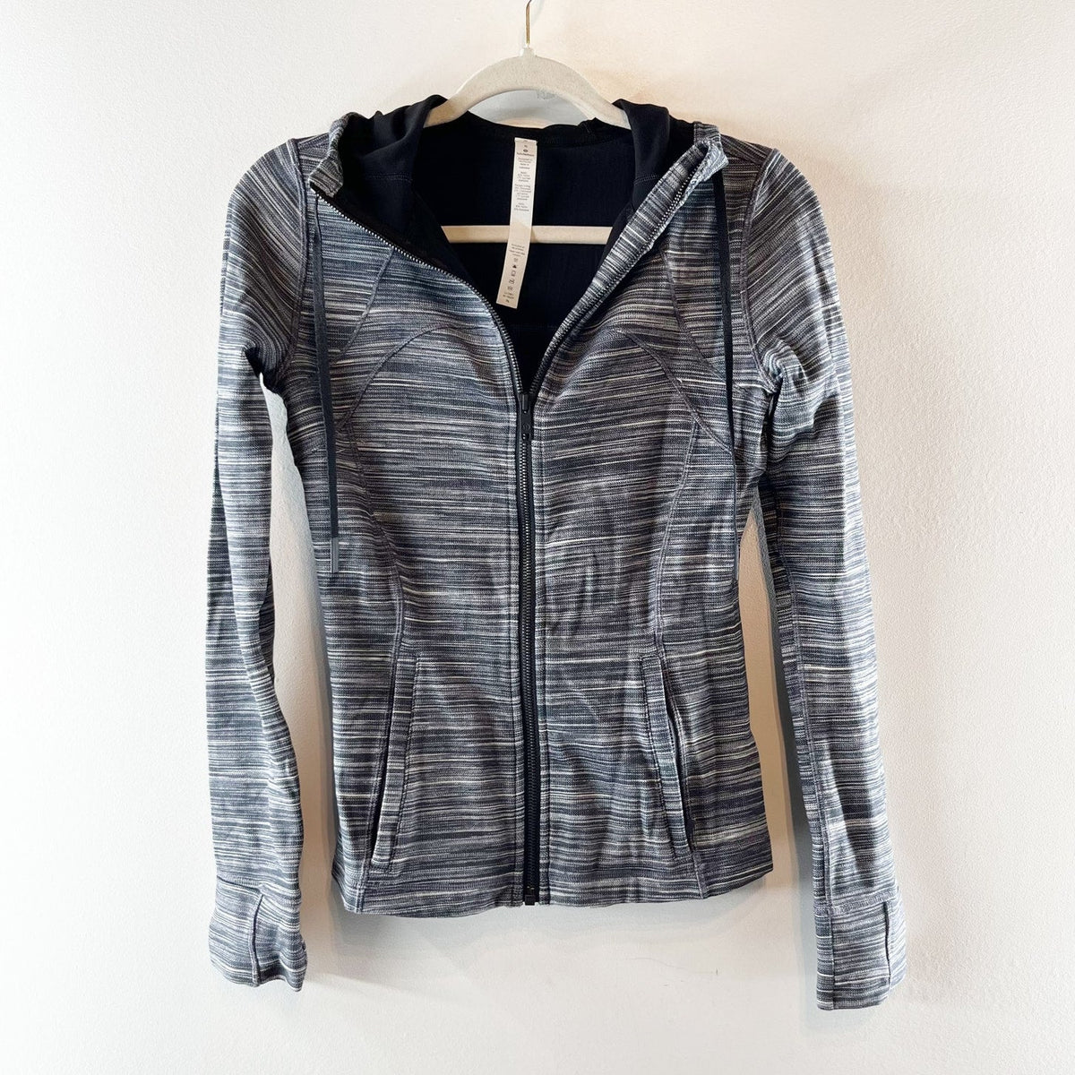 Lululemon Hooded Define Full Zip Jacket Nulu Heathered Black Gray 6
