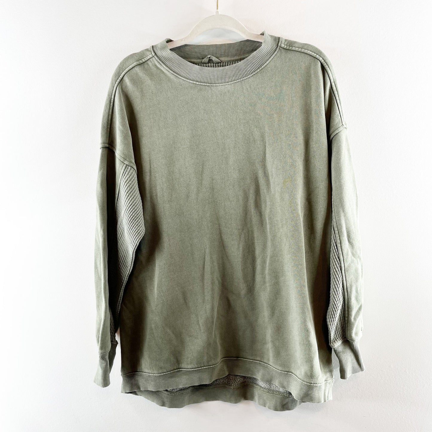 Aerie Getaway Long Sleeve Oversized Sweatshirt Olive Green XS
