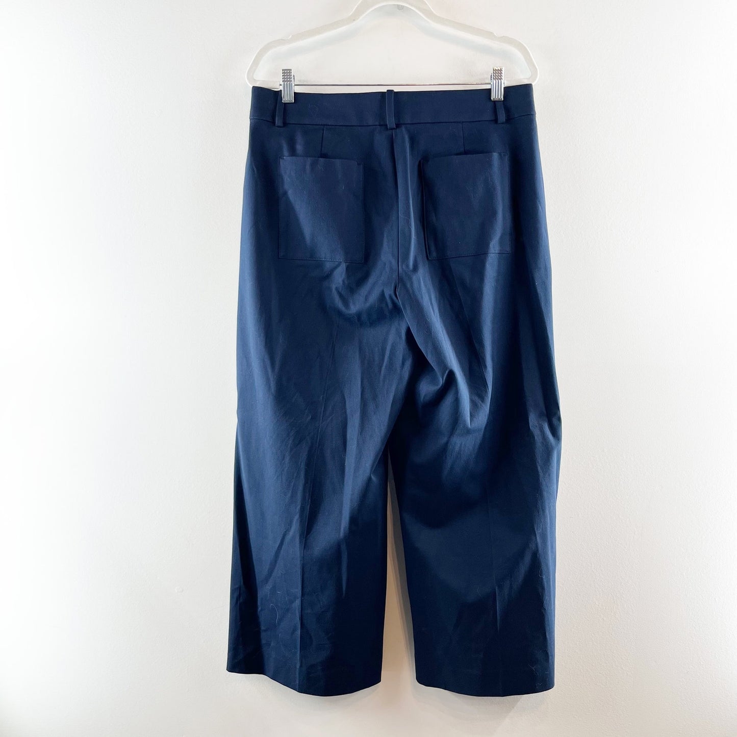 J. Crew Sydney Wide-Leg Cropped Chino Trouser Pants Navy Blue 12