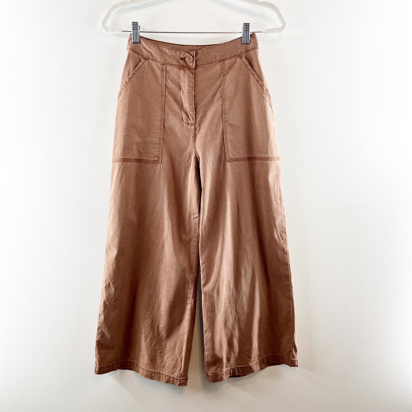 Splendid Evereve Margaret Cropped Wide Leg Trouser Pants Chocolate Brown XS