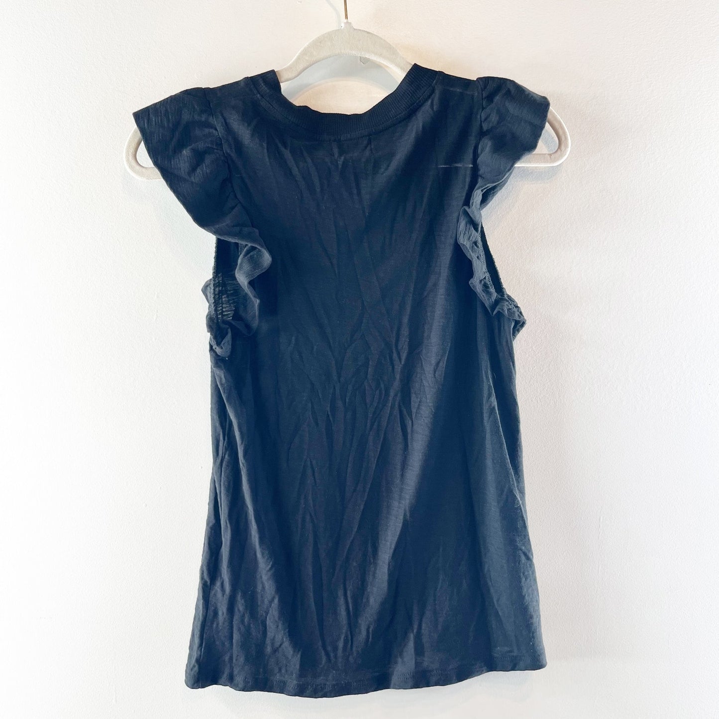 Nation LTD Paulette Ruffle Shoulder Tank Top Black XS