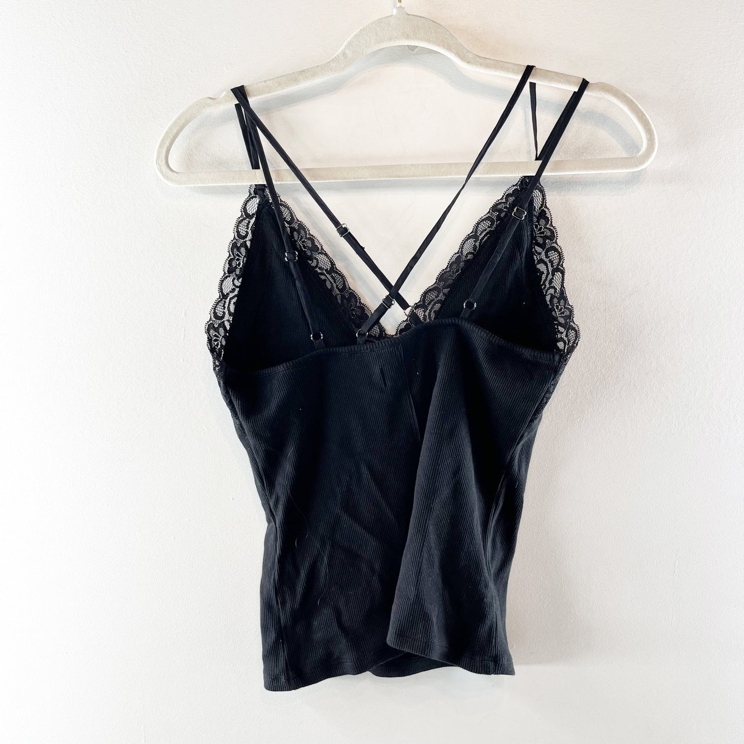 Urban Outfitters BDG Soft Crush Strappy Lace Trim Cami Tank Top Black Small
