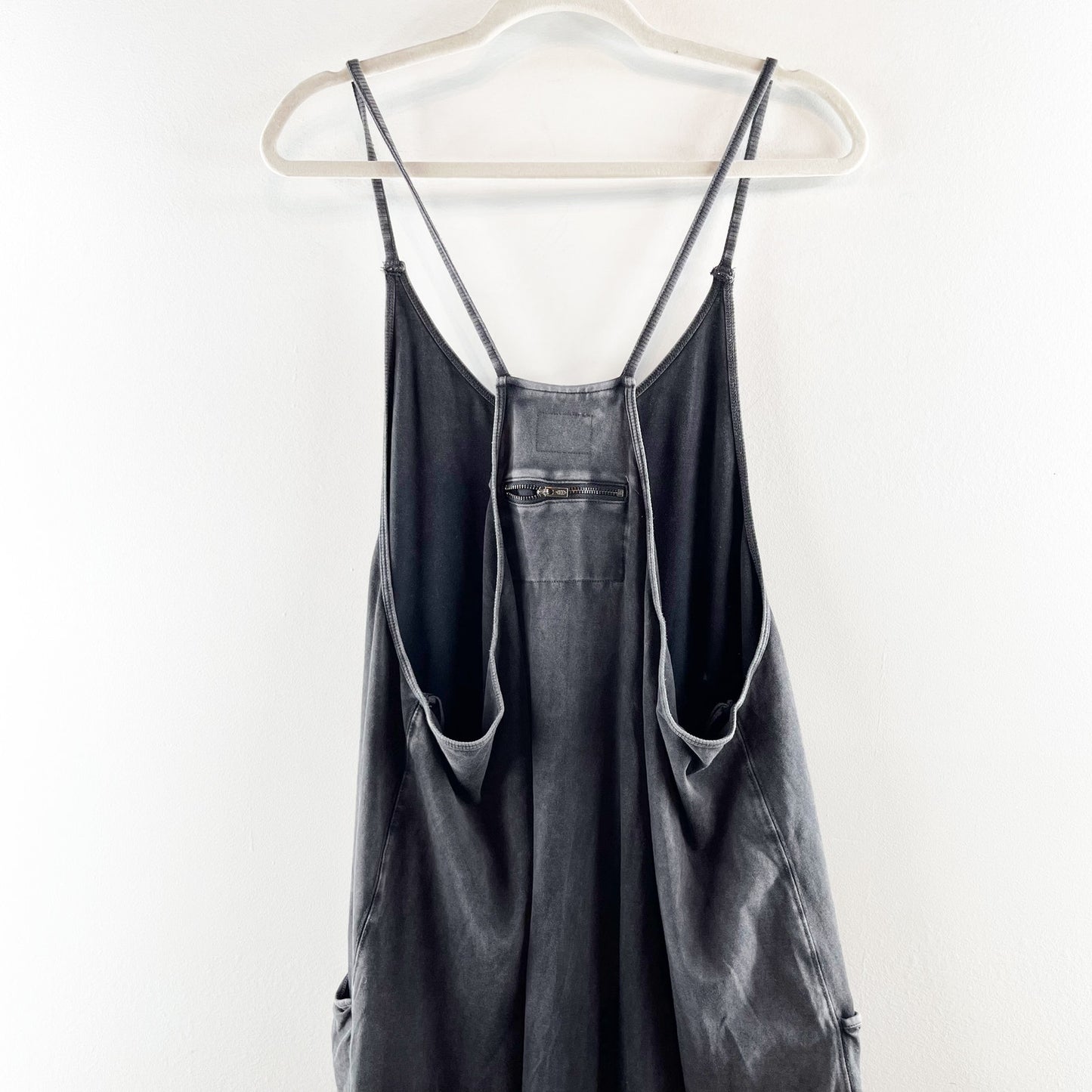 Free People Hot Shot One Piece Jumpsuit Onsie Washed Black Gray Large