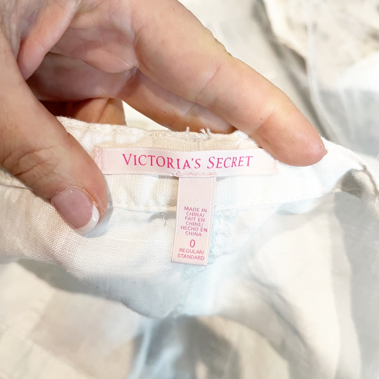 Victoria's Secret Low Rise Wide Leg Linen Beach Pants White 0
