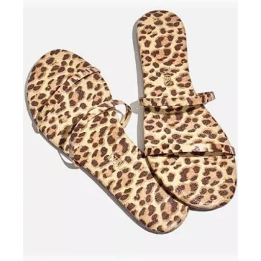 Tkees Double Strap Slide Sandals Leopard Tan Black 11