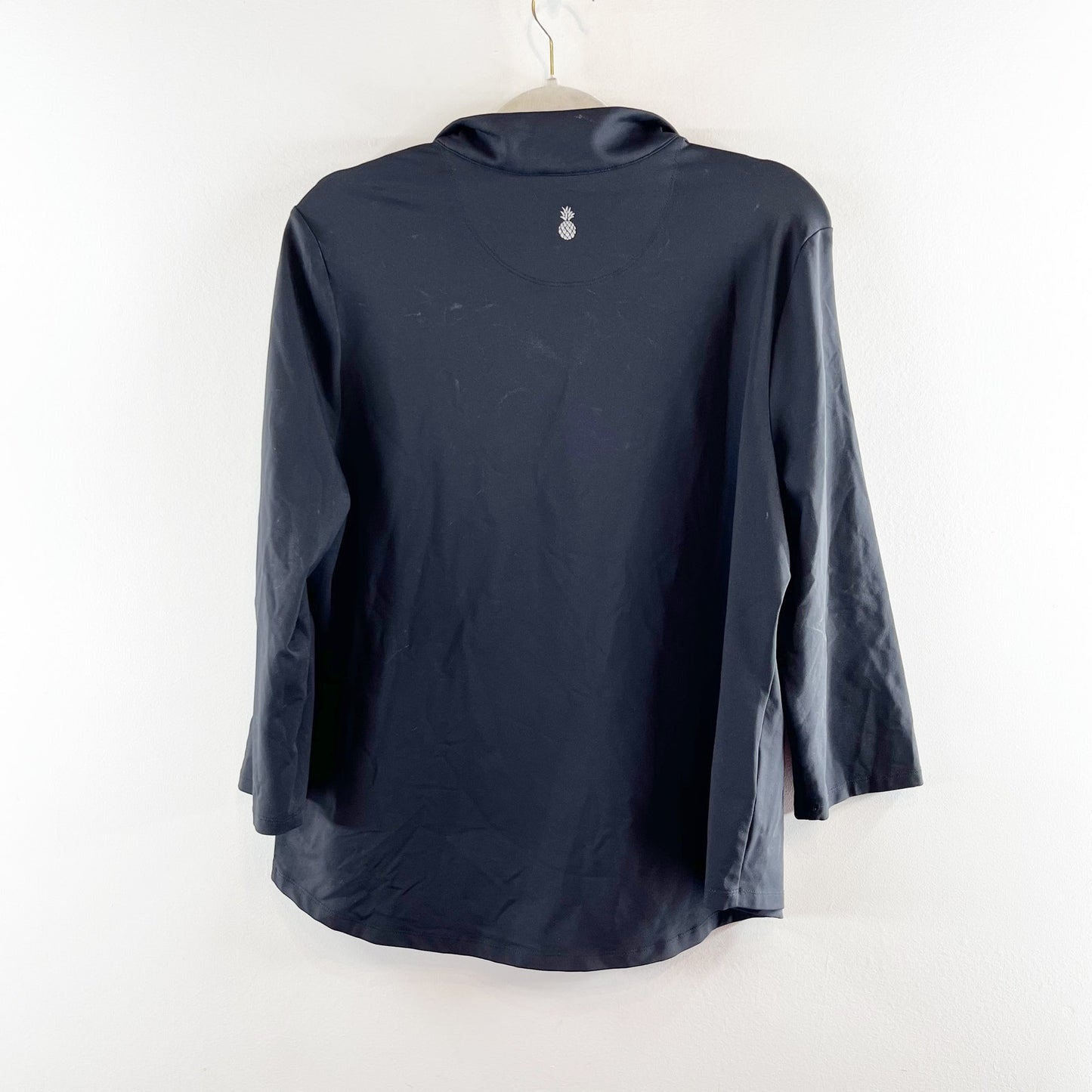 Tommy Bahama Island Zone 3/4 Sleeve 1/4 Zip Up Polo Shirt Black XL