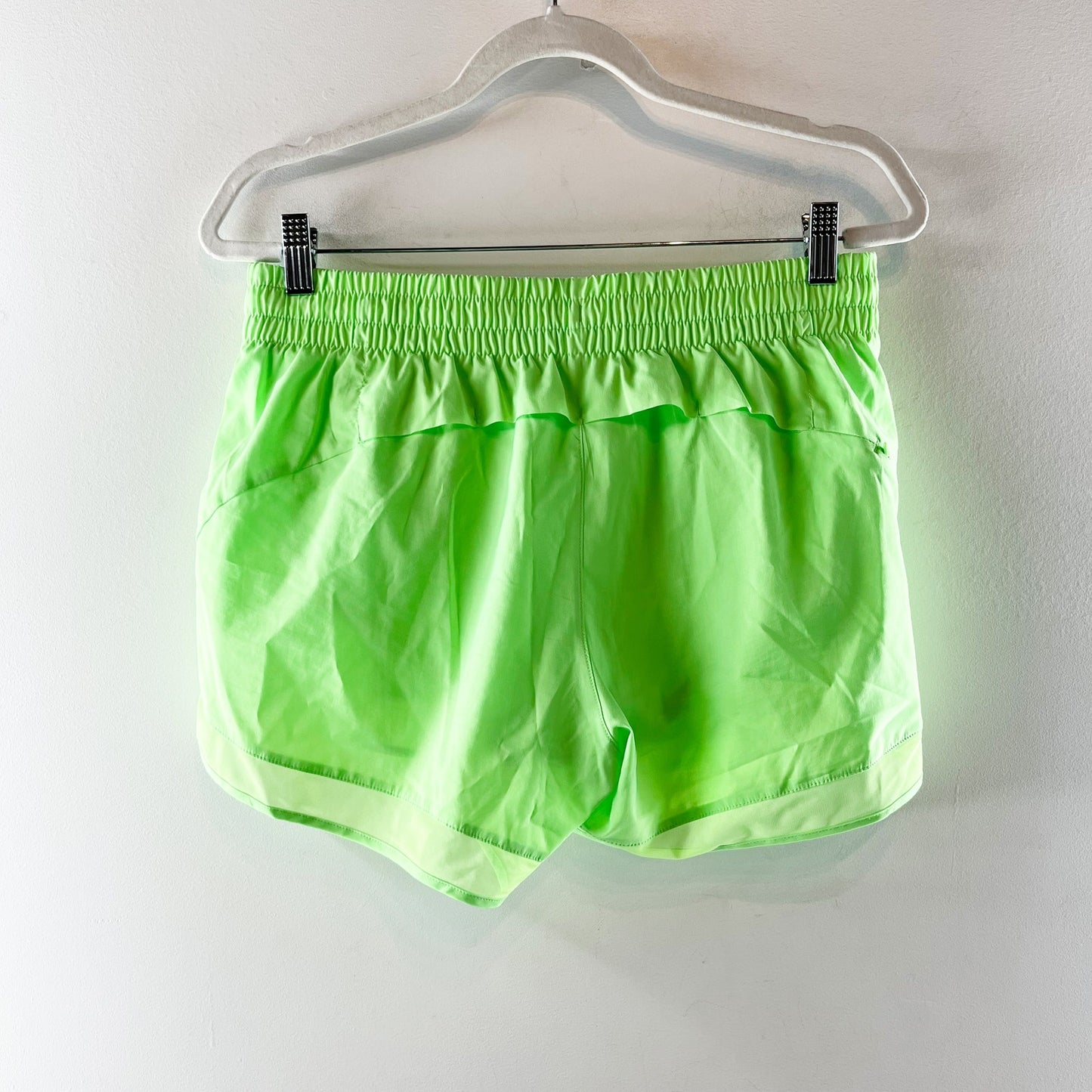 Athleta Mesh Pull On Elastic Waist Mid-Rise Racer Run Short 4" Green Medium