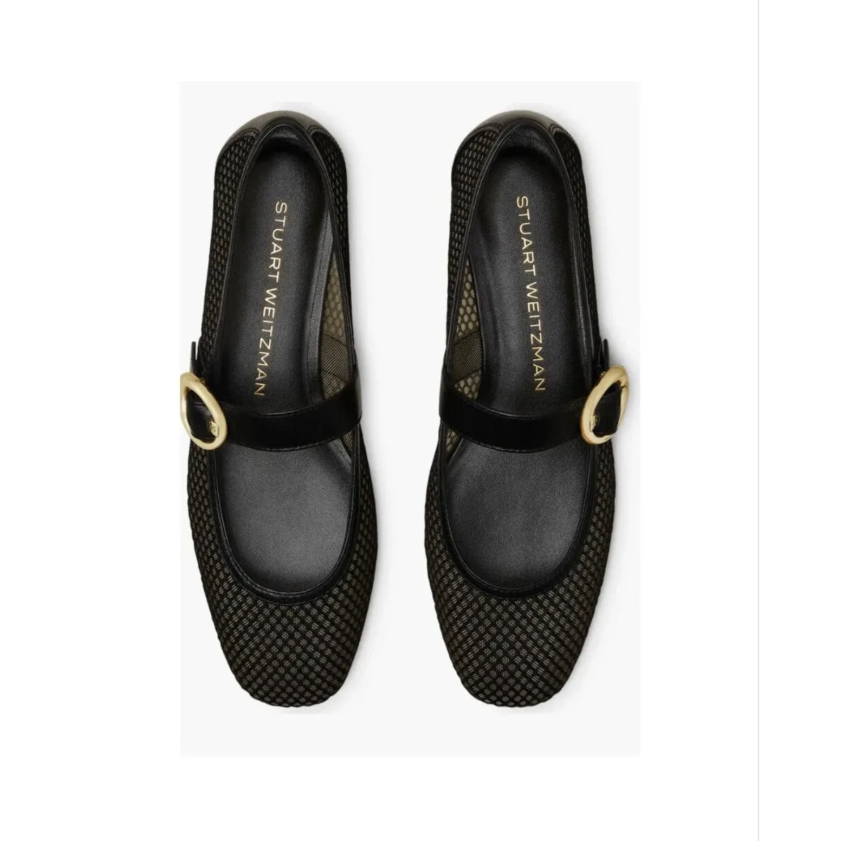 Stuart Weitzman Arabella Mesh Mary Jane Ballet Flats Black 10