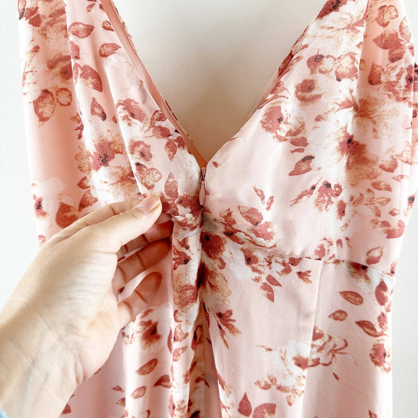 Bardot Floral Ruffle Faux Wrap Midi Slip Dress Pink 6