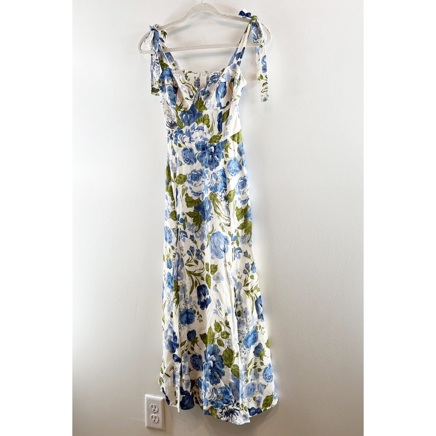 Reformation Nadira Floral Tie Shoulder Smocked Fit & Flare Midi Dress Lucca 2