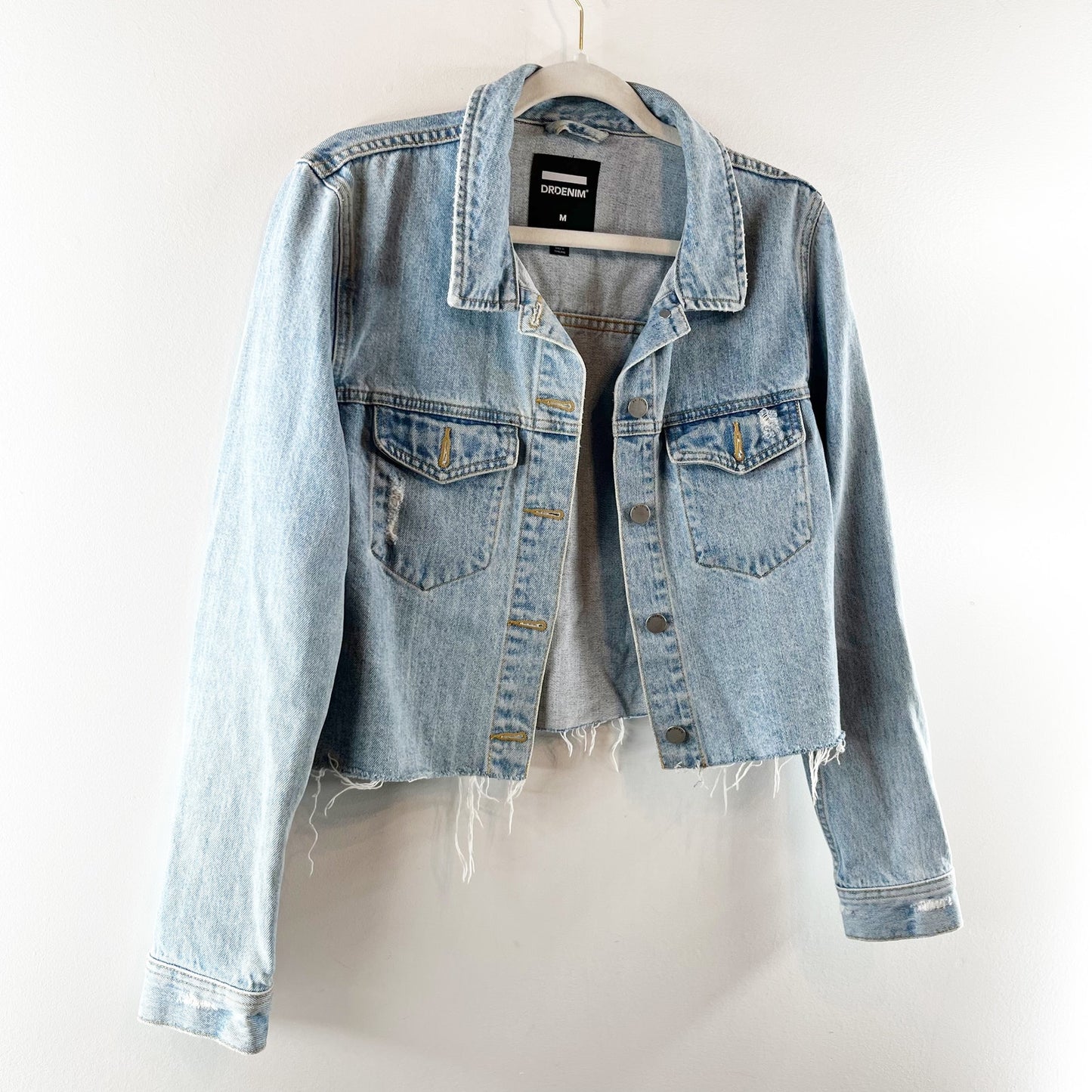Dr. Denim Jeanie Cotton Cropped Denim Jean Jacket Light Retro Ripped Medium