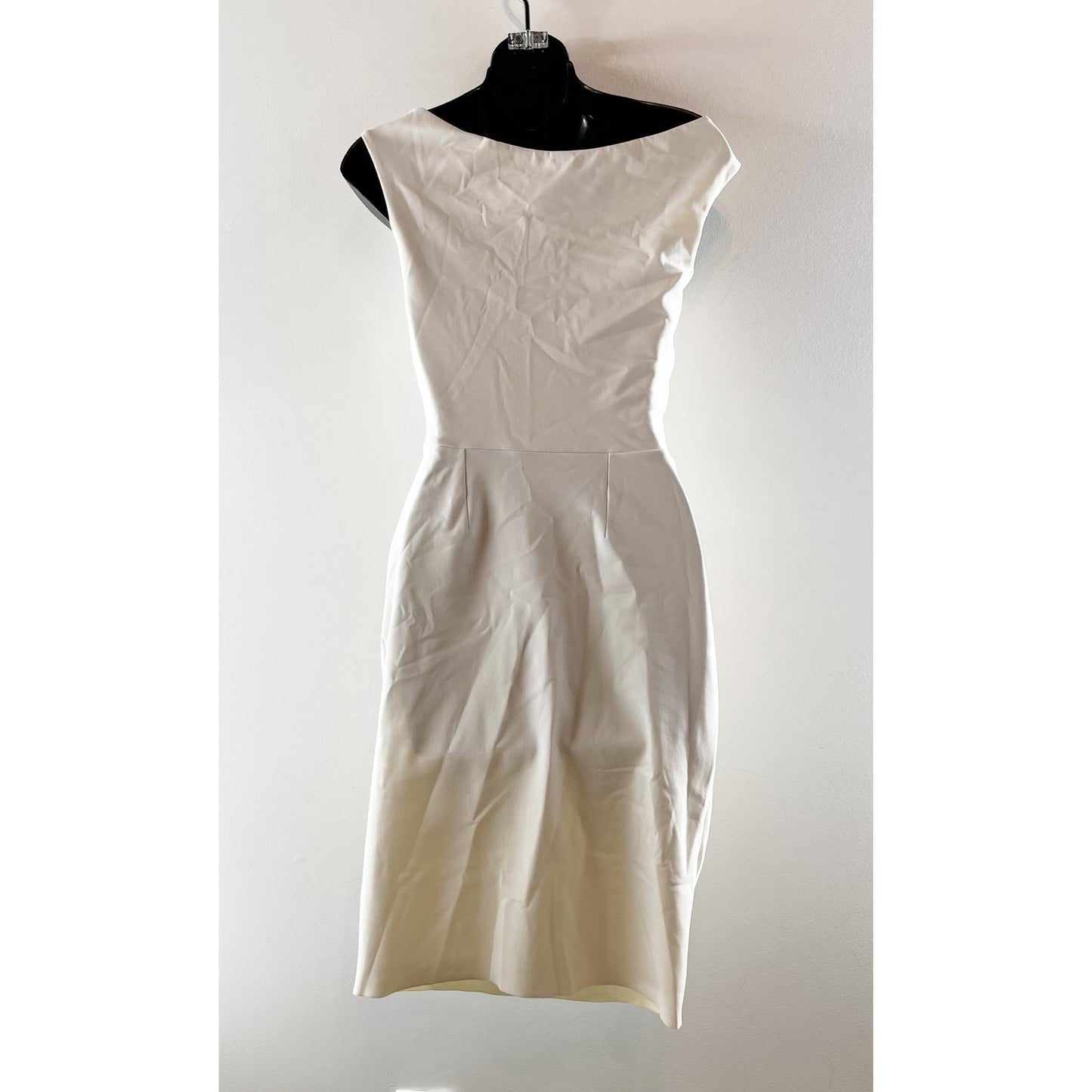 Chiara Bona La Petite Robe Draped Boatneck Pencil Mini Dress White 42
