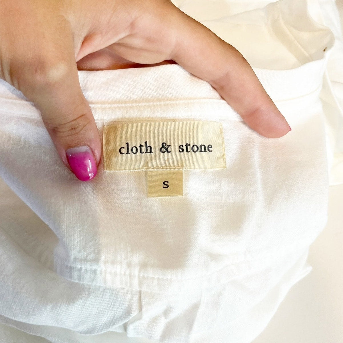 Cloth & Stone Long Sleeve V Neck Top Shirt Blouse White Small