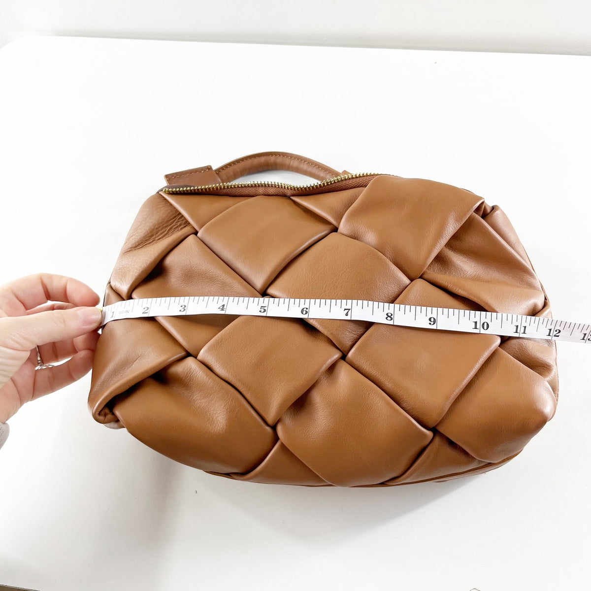 Valentina Fiore Quilted Leather Crossbody Bag Purse Brown