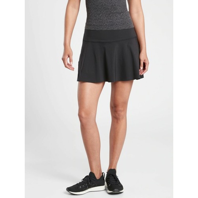 Athleta Ace Pull On High Waisted Golf Tennis Mini Skort 13.5" Black Large