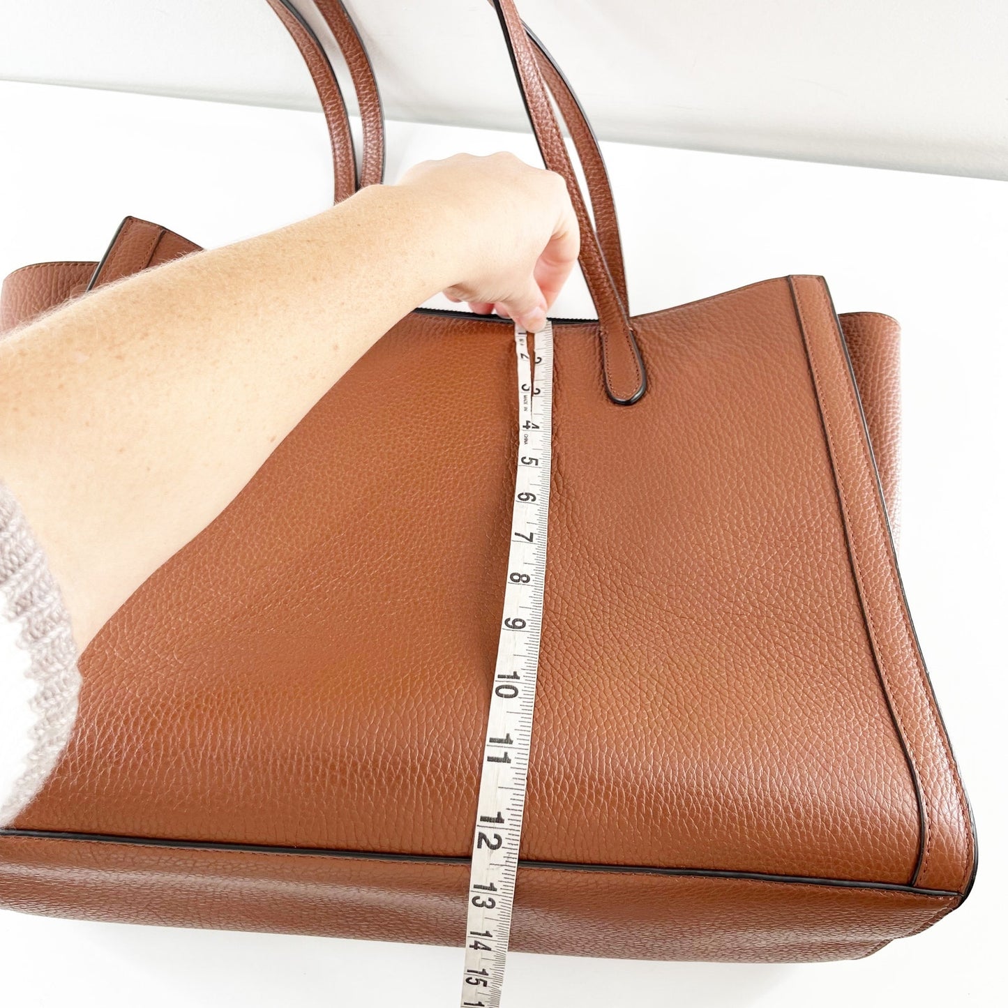 Banana Republic Large Leather Rectangle Structured Tote Bag Brown