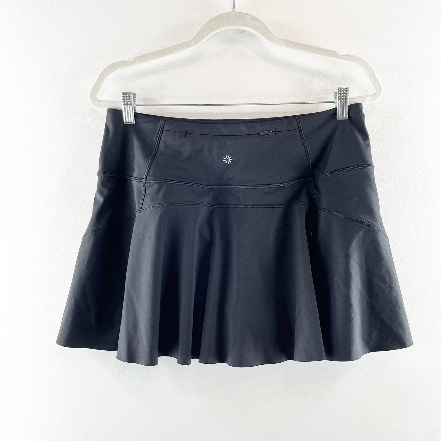 Athleta Ace Pull On High Waisted Golf Tennis Mini Skort 13.5" Black Large