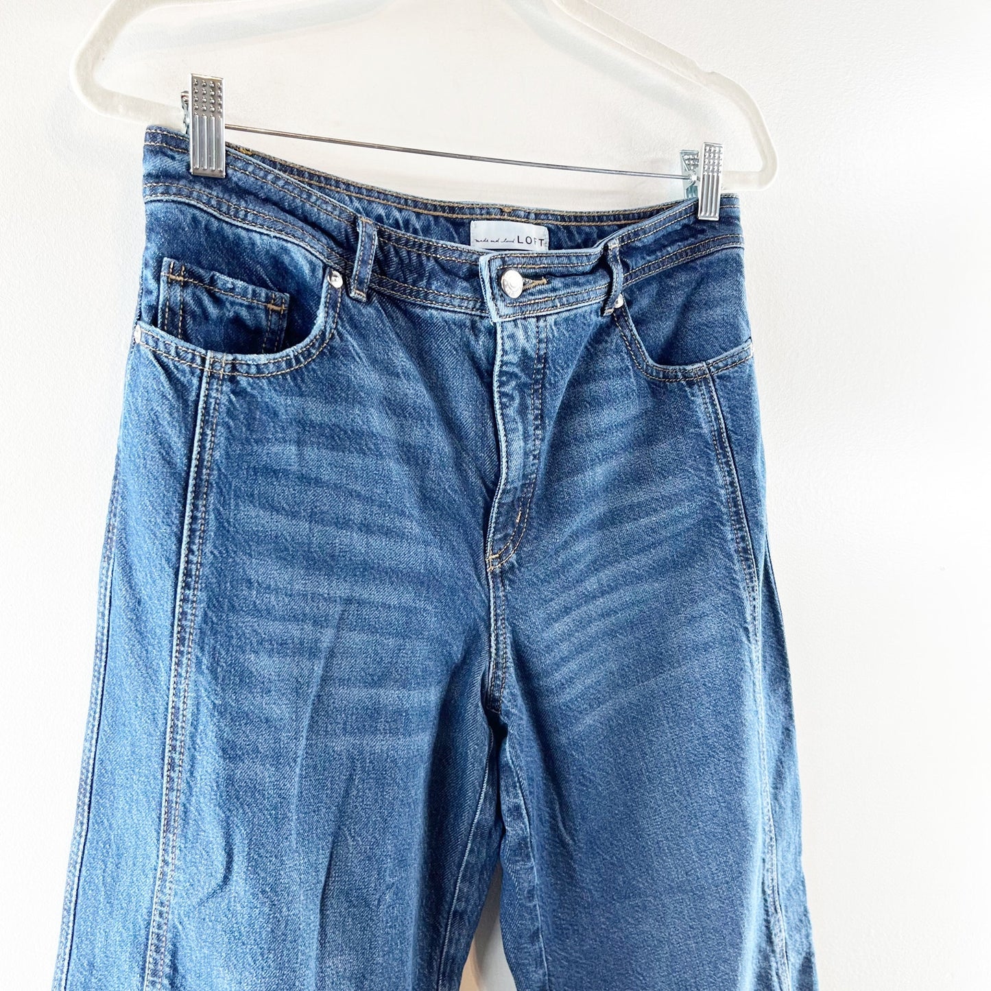LOFT High Waisted Dark Wash Ankle Denim The Barrel Jeans Blue 6 / 28