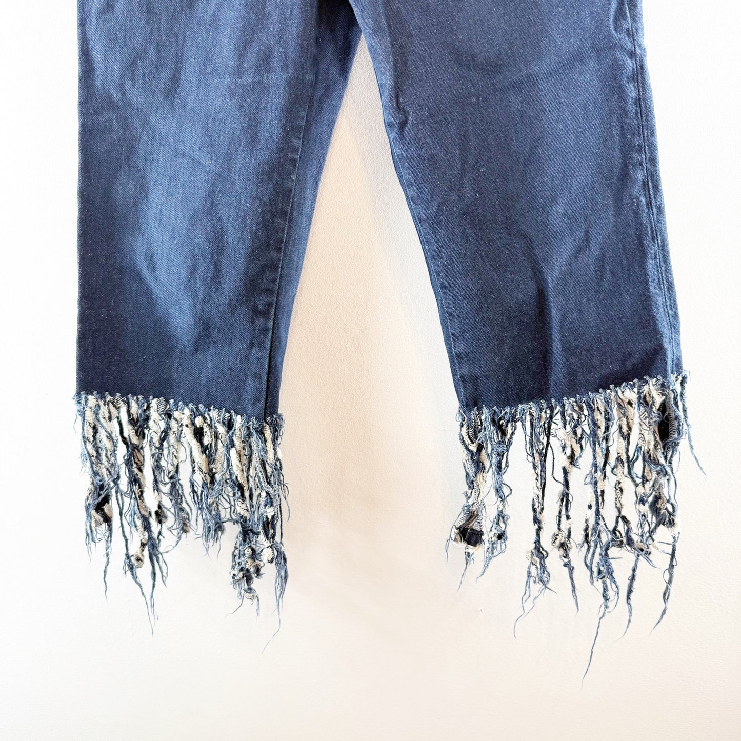 ASOS Fringe Hem High Rise Cropped Jeans Blue 26