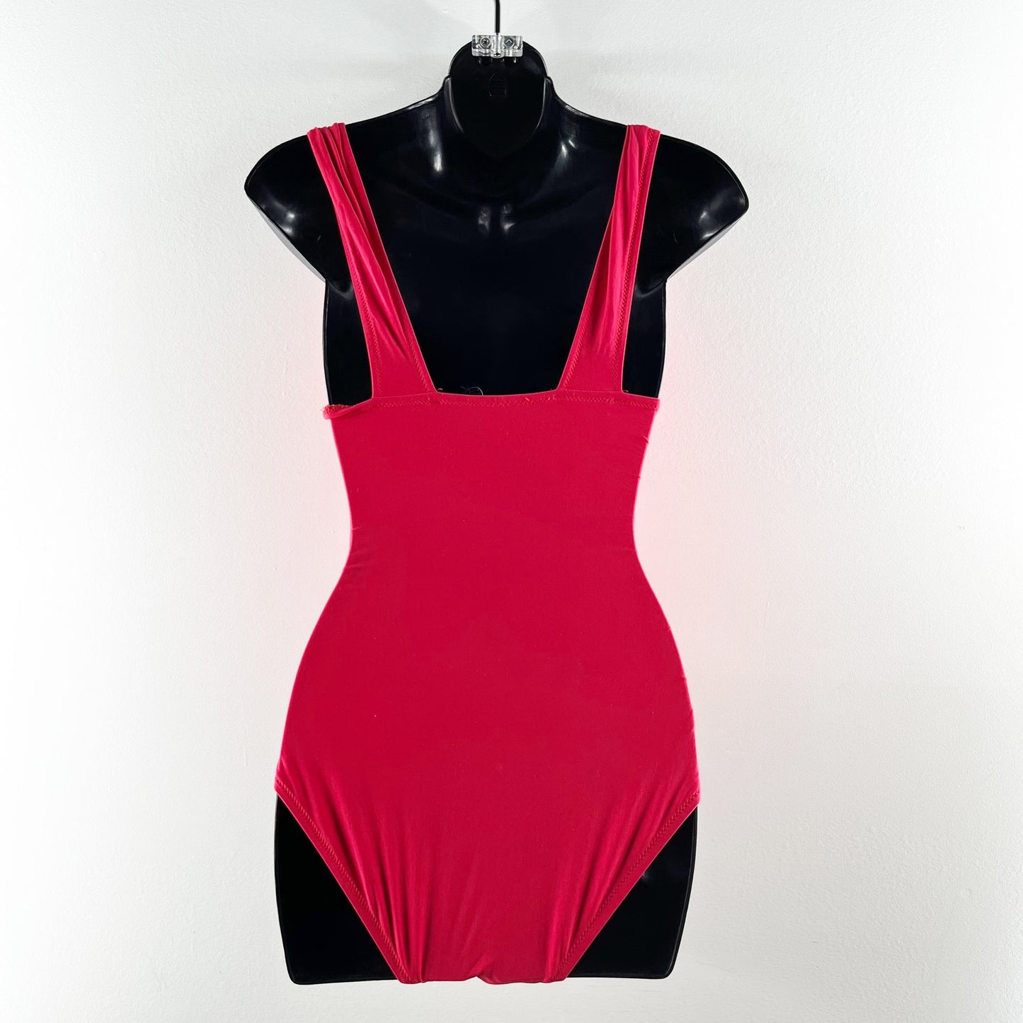 J. Crew V Neck Ruched Femme One Piece Full Coverage Bathing Suit Red Pink 2