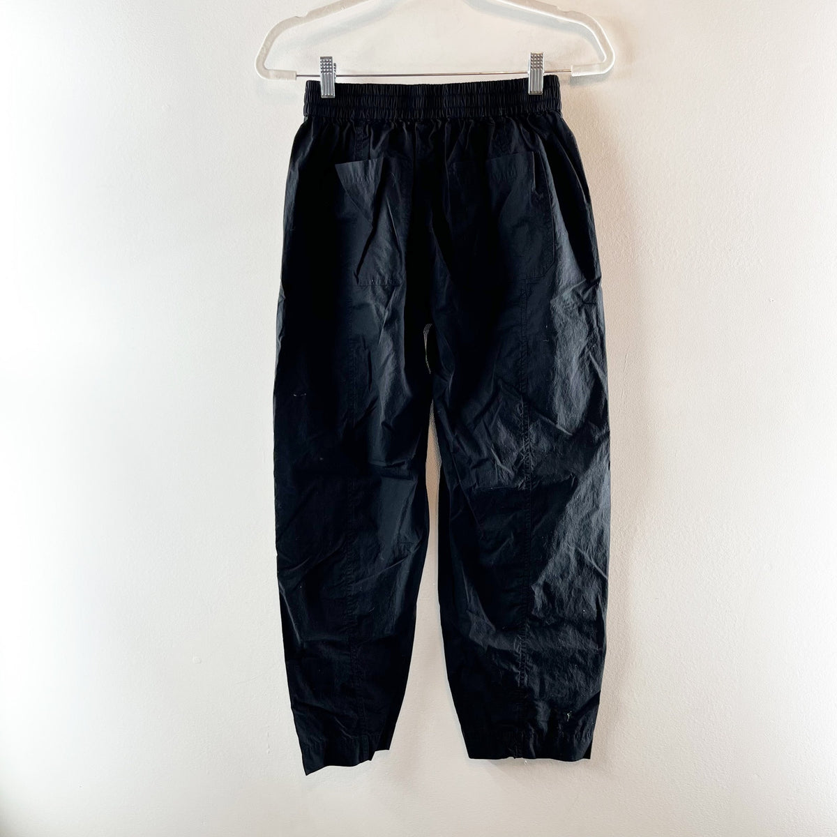 AYR The Swish 100% Cotton Pull On High Waisted Ankle Resort Pants Black XS