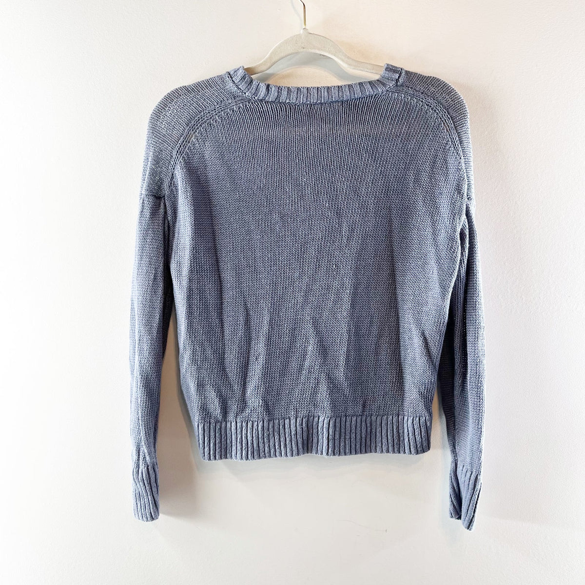 Madewell Linen Drop Shoulder Crewneck Sweater Blue XS