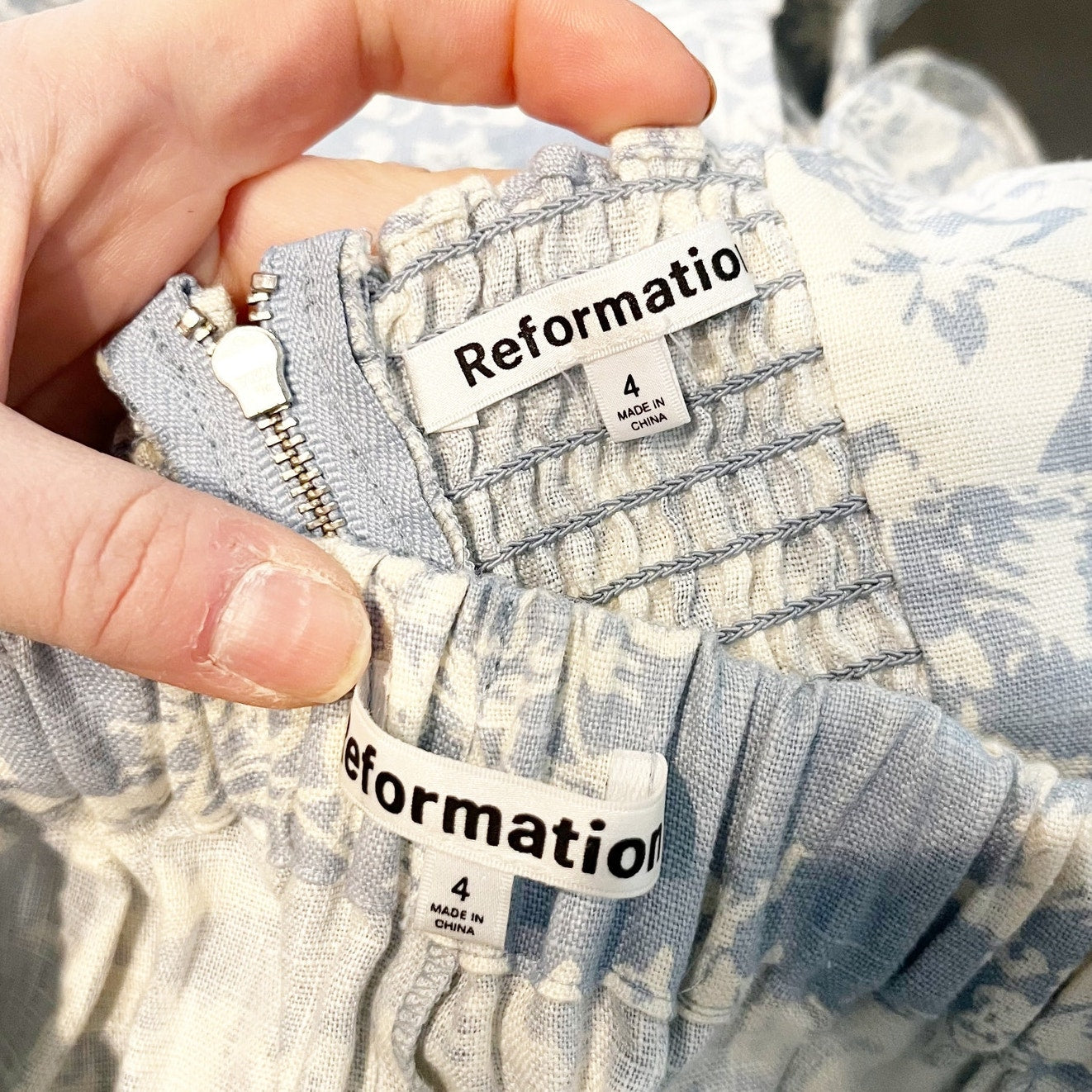 Reformation Palm Linen Crop Tank Top and Wrap Maxi Skirt Matching Set Blue 4