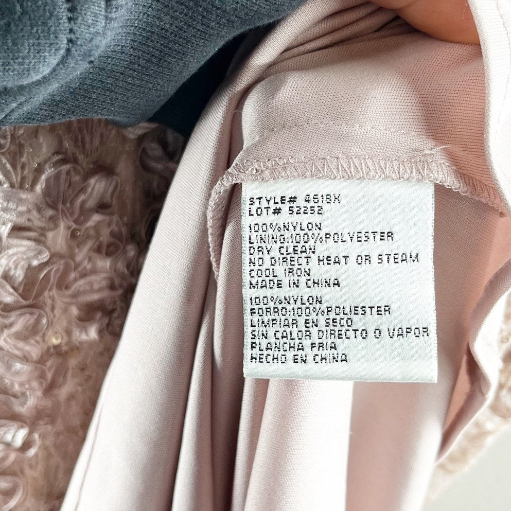 Xscape Jill Off The Shoulder Lace A Line Long Evenings Gown Taupe Pink 4