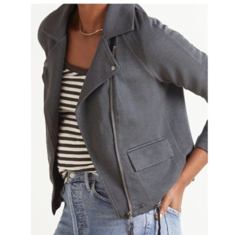 Marrakech Anthropologie Lange Knit Moto Jacket Gray XS