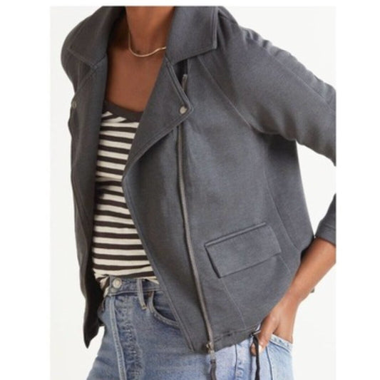 Marrakech Anthropologie Lange Knit Moto Jacket Gray XS