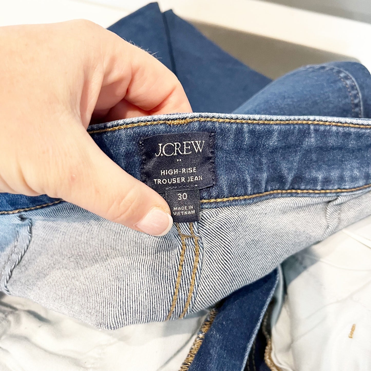 J. Crew High Rise Trouser Wide Leg Jeans Dark Wash Blue 30 / 10