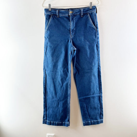 J. Crew High Rise Trouser Wide Leg Jeans Dark Wash Blue 30 / 10