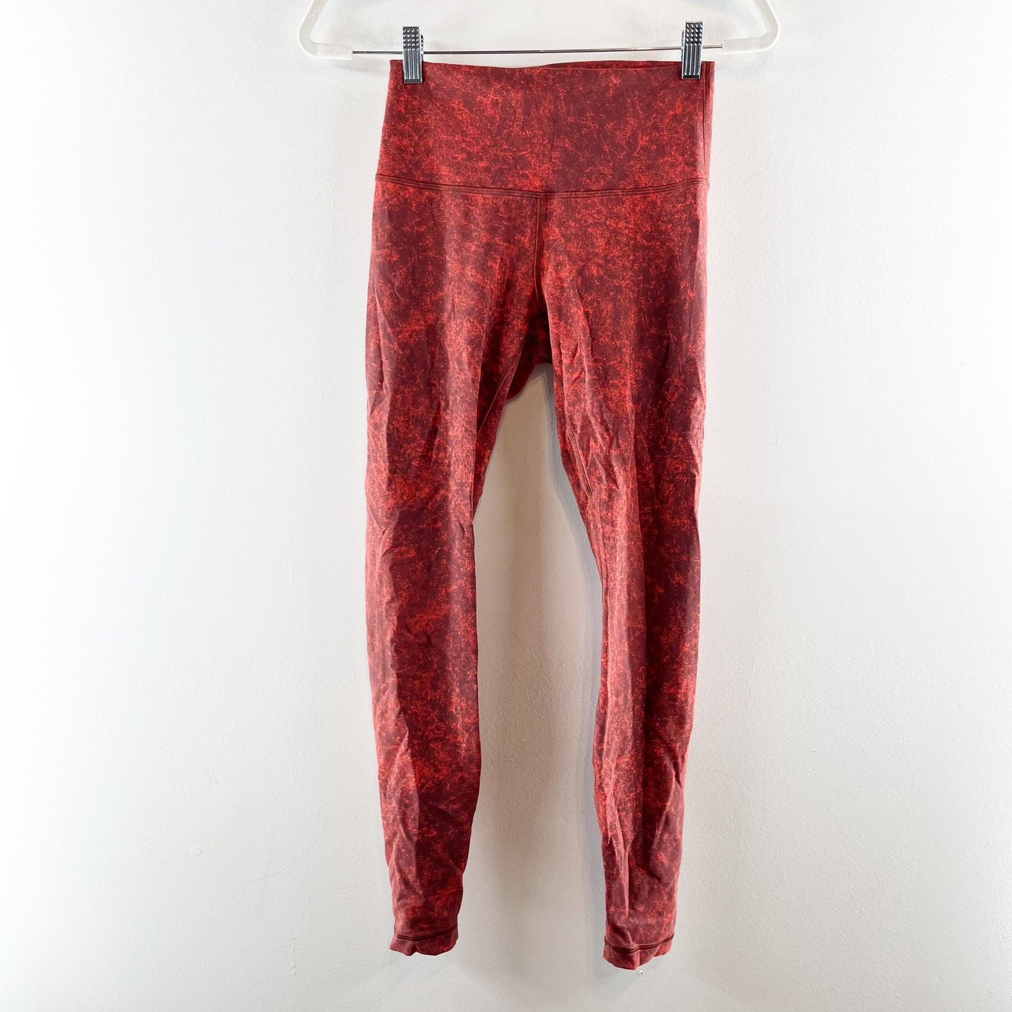 Lululemon Wunder Train High-Rise Tight 25" Denim Wash Print Autumn Red Black 6