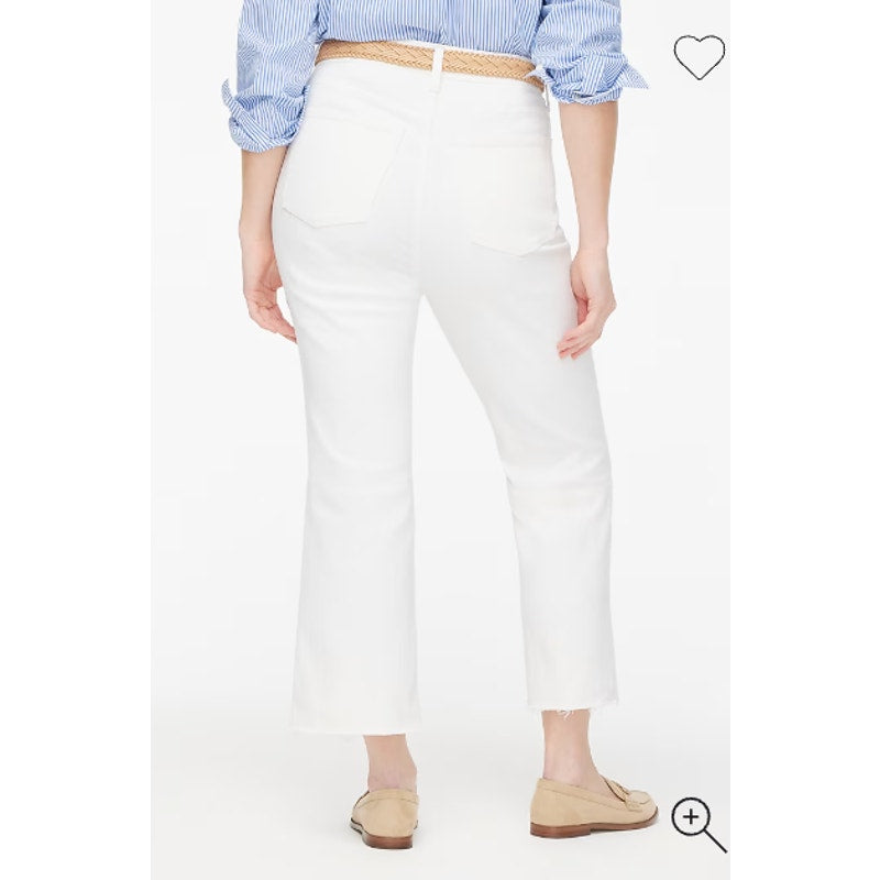 J. Crew Curvy Mid Rise Flare Crop Raw Hem Jeans White 30 / 10