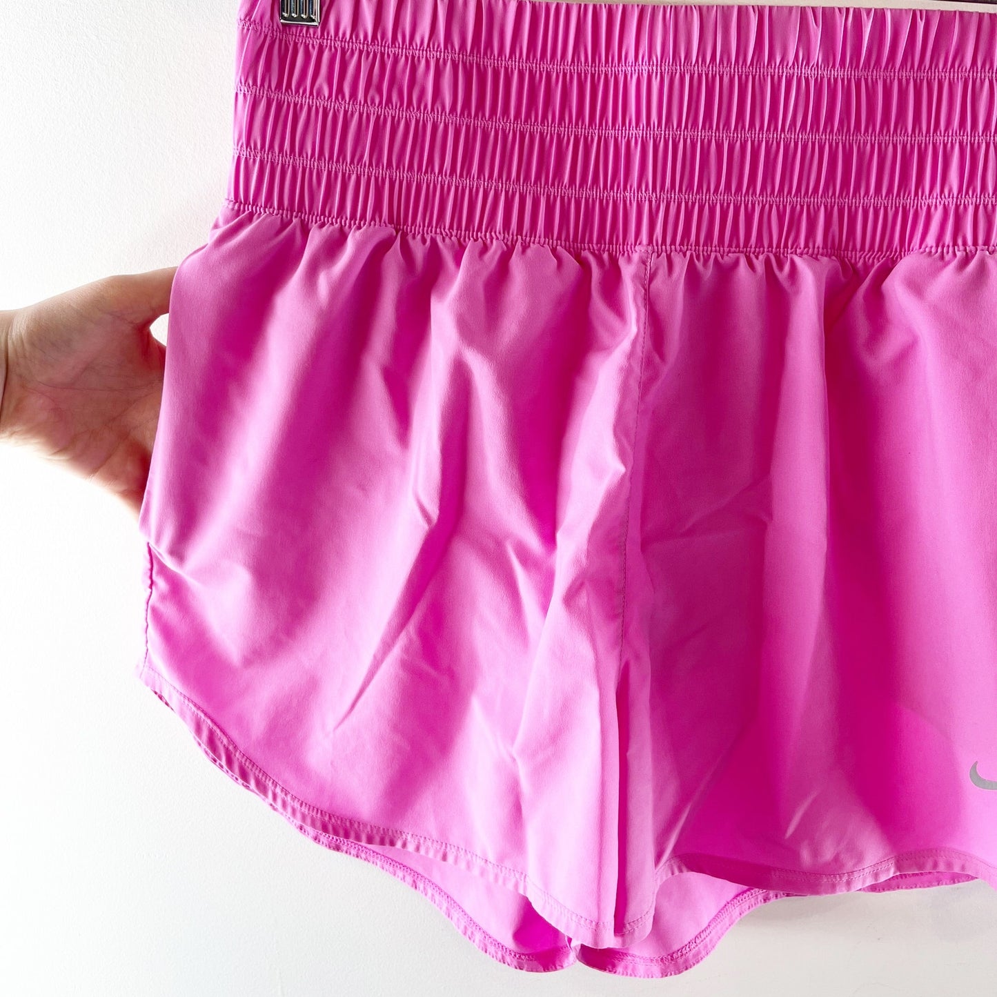 Nike Dri Fit High Rise Lined Running Active Shorts Bright Pink Large