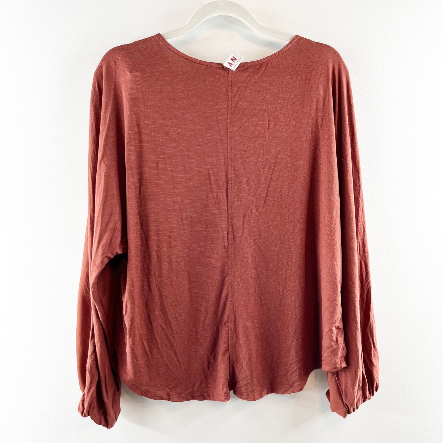 Anthropologie Dolan V Neck Long Sleeve Blouse Top Terracotta Rust Red Large