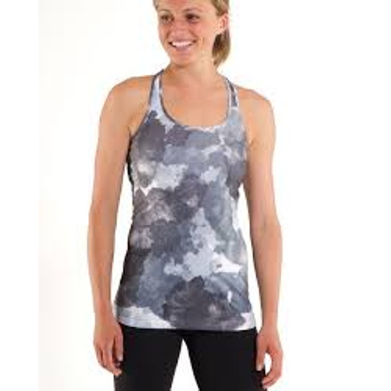 Lululemon Cool Racerback Tank Top Gray White Black Small