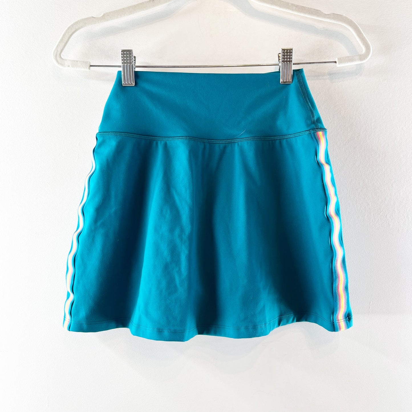 Spritual Gangster Nyla Mini Skirt Side Stripe Dark Turquoise Teal Green Small
